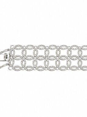 Silver-Tone Bracelet Features an Intricate Open-Link Lattice Design